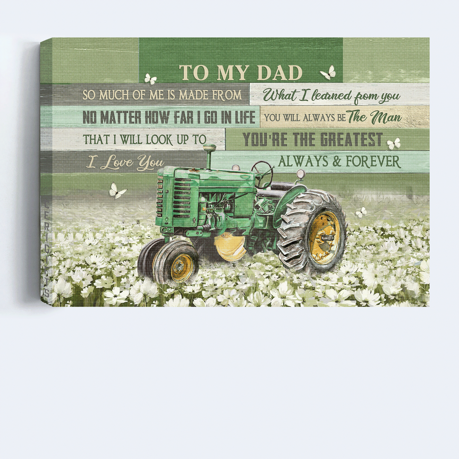 Family Premium Wrapped Landscape Canvas - Son To Dad, Old Tractor, White Flower Field, I Love You Always And Forever - Gift For Dad, Father's Day Gift - Amzanimalsgift