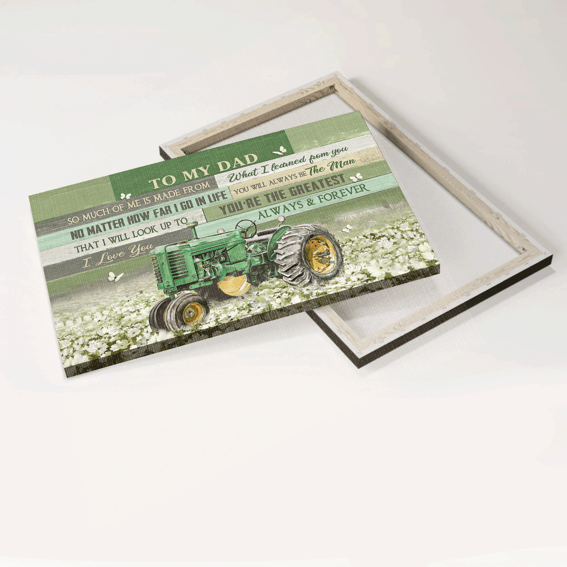 Family Premium Wrapped Landscape Canvas - Son To Dad, Old Tractor, White Flower Field, I Love You Always And Forever - Gift For Dad, Father's Day Gift - Amzanimalsgift