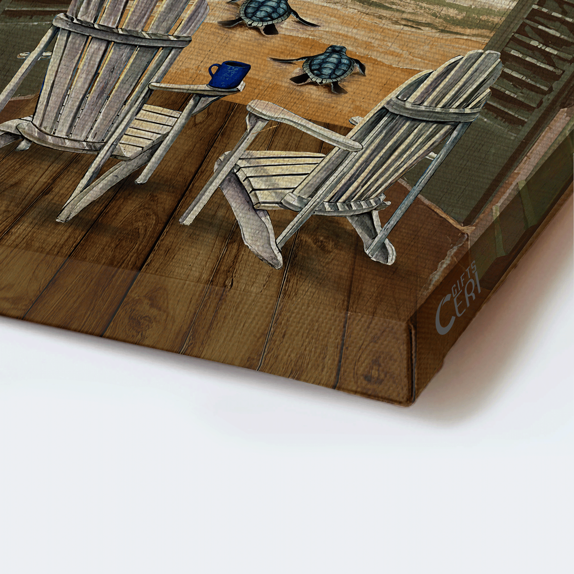 Family Premium Wrapped Portrait Canvas - Beach Chair, Sea Turtle, Sunset Ocean, And So Together We Built A Life We Love - Gift For Members Family - Amzanimalsgift