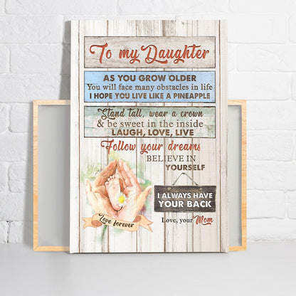 Family Premium Wrapped Portrait Canvas - Mom To Daughter, Little Foot In Mother's Hand, I Always Have Your Back - Perfect Gift For Daughter - Amzanimalsgift