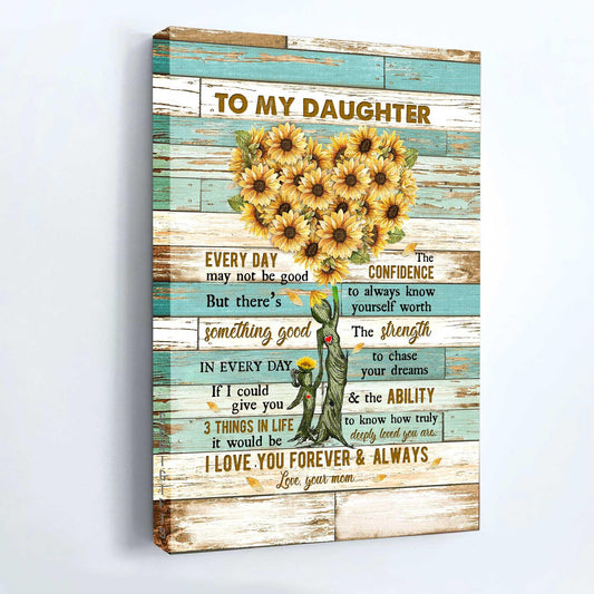 Family Premium Wrapped Portrait Canvas - Mom To Daughter, Sunflower Painting, I Love You Forever & Always - Perfect Gift For Daughter - Amzanimalsgift