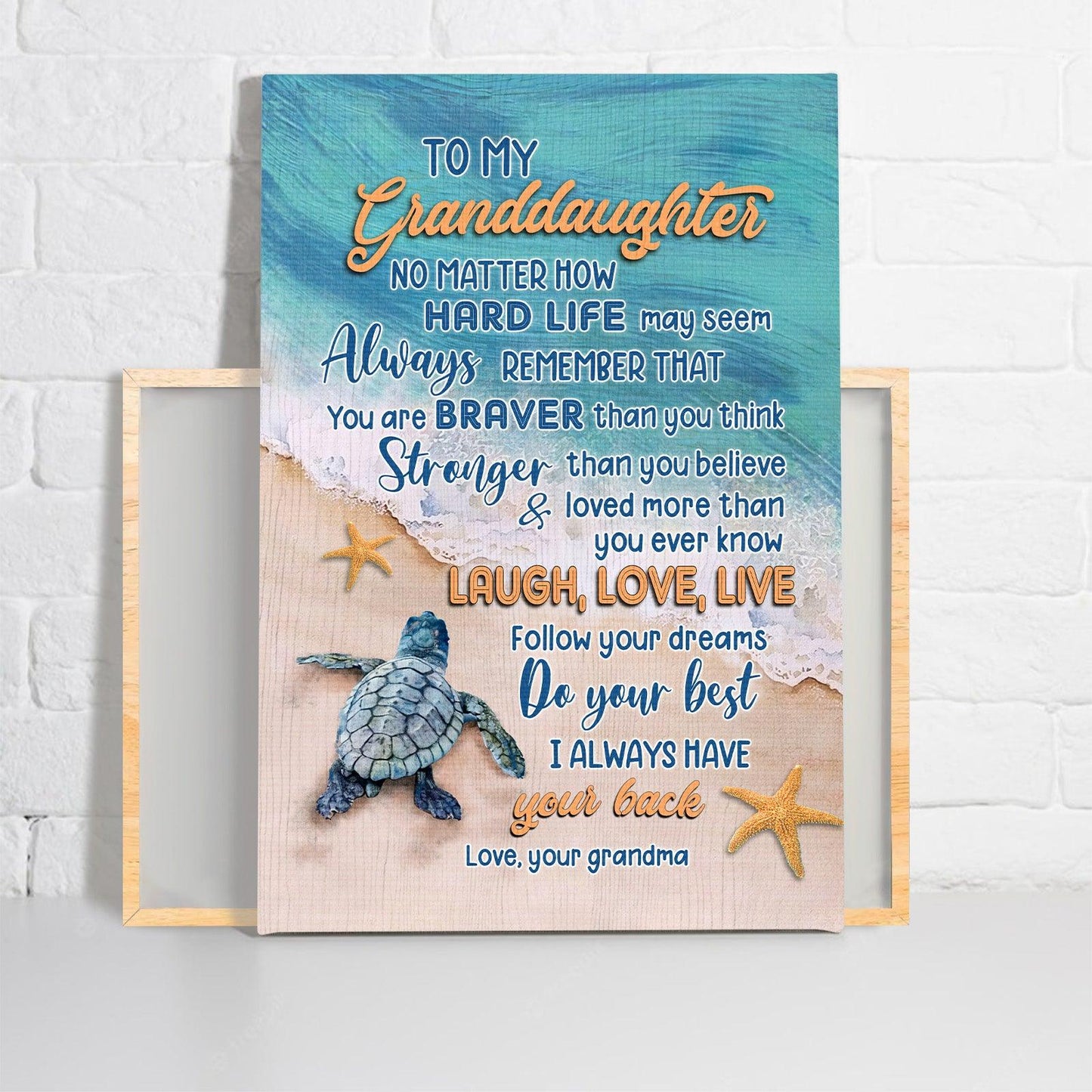 Family Premium Wrapped Portrait Canvas - Sea Turtle, I Always Have Your Back - Perfect Gift For Granddaughter - Amzanimalsgift