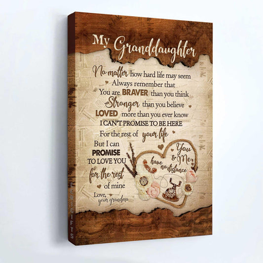 Family Premium Wrapped Portrait Canvas - Vintage Letter, Flower Heart, Love You For The Rest Of Mine - Gift For Granddaughter - Amzanimalsgift