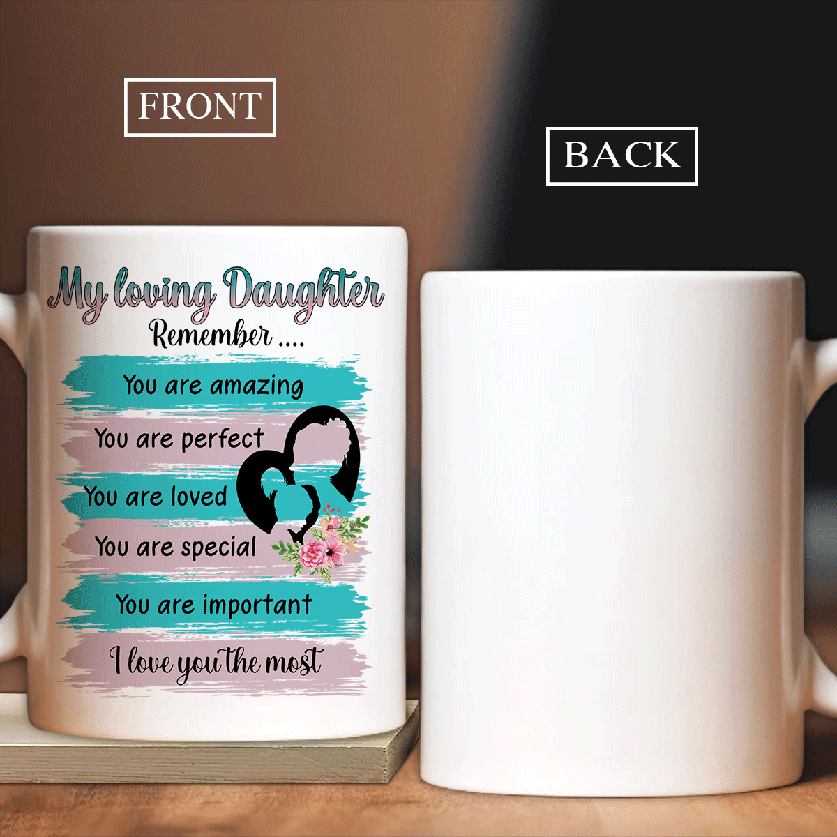 Family White Mug, Daughter And Mom Mug - Gifts For Daughter From Mom - Mom To Daughter, Family Silhouette, I Love You The Most Mug - Amzanimalsgift