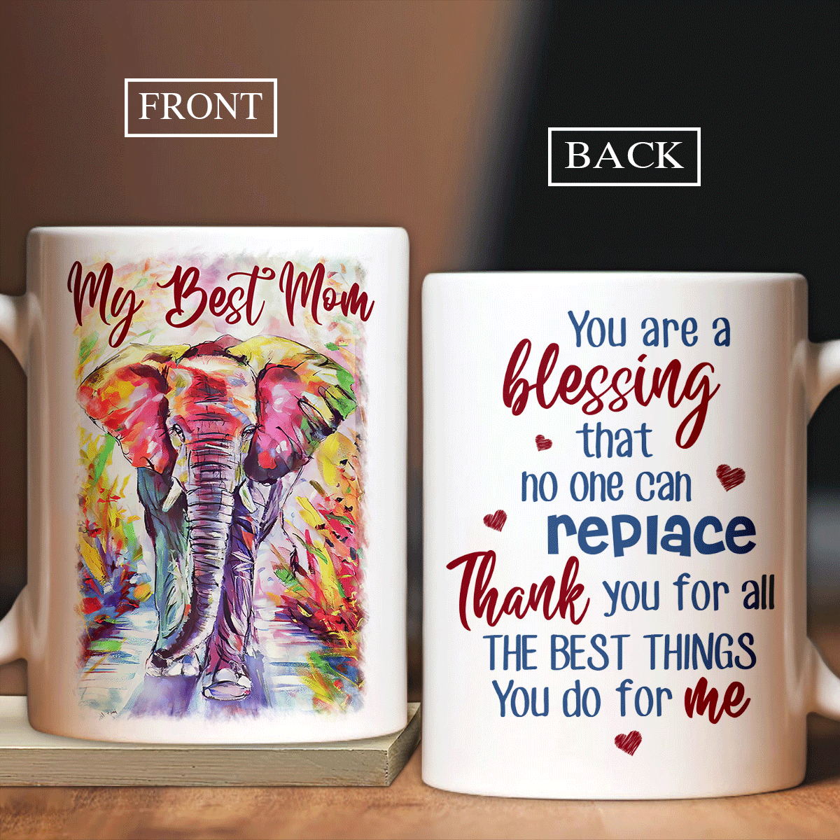Family White Mug, Mother's Day Gifts - Elephant drawing Mug, Thank you for all the best things Mug,Perfect Gift For Mom, Mother from to Son, Daughter - Amzanimalsgift