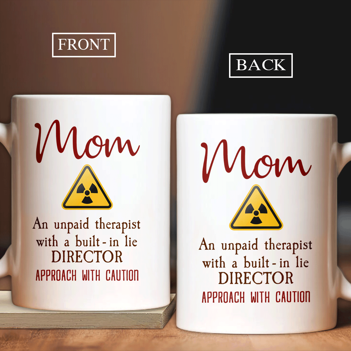 Family White Mug, Mother's Day Gifts, Mother Gift Ceramic Mug - Danger Sign, Mom Is An Unpaid Therapist Coffee Mug - Perfect Gift For Mom - Amzanimalsgift