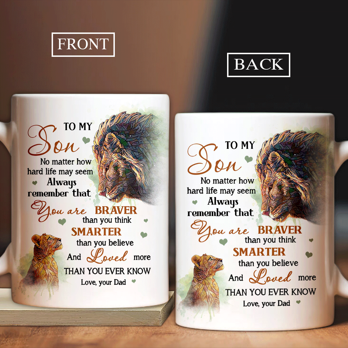 Family White Mug, Son And Dad Mug - Lion King And His Cub Mug, You Are Loved More Than You Ever Know Mug - Gifts For Son From Dad - Amzanimalsgift