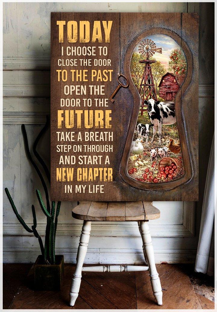 Farm Animal Portrait Canvas - Farm Key Today I Choose To Close The Door Portrait Canvas - Gift For Animal Lovers, Friends, Family - Amzanimalsgift