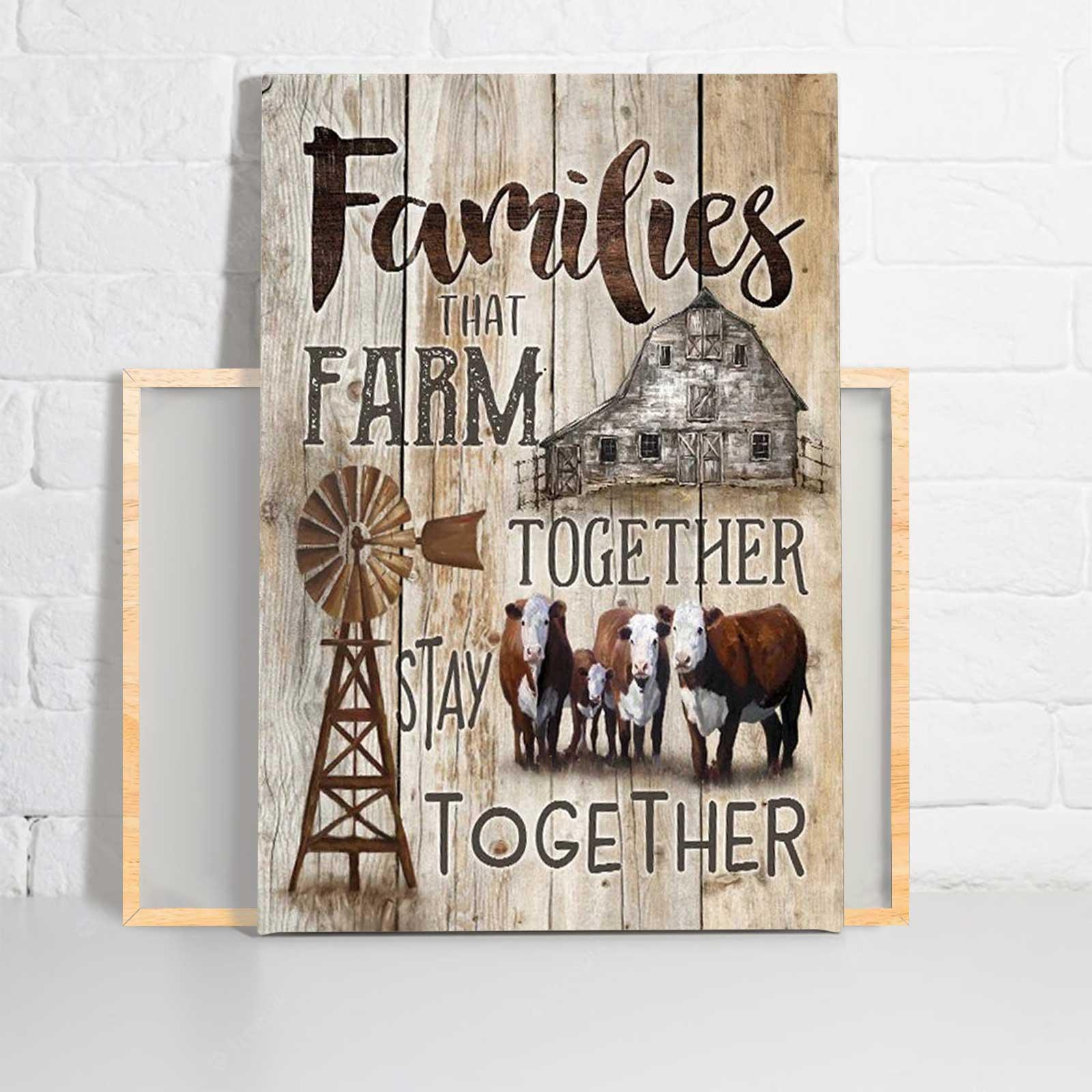 Farm House Portrait Canvas - Cow Families That Farm Together Stay Together Canvas - Perfect Gift For Farmer, Cow Lover - Amzanimalsgift