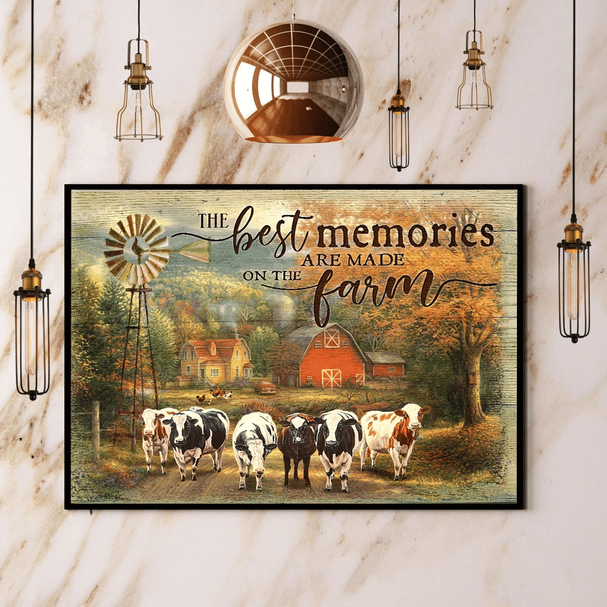 Farm House Portrait Canvas - Cow The Best Memories Are Made On The Farm Canvas - Perfect Gift For Dog Farmer, Cow Lover - Amzanimalsgift