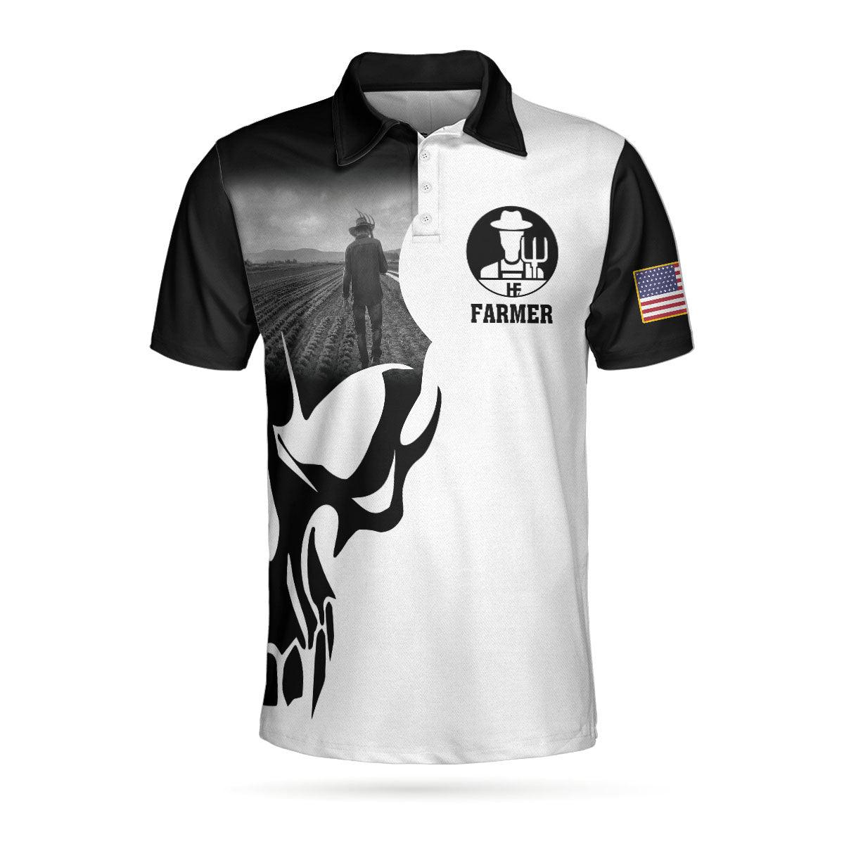 Farmer Proud Skull Men Polo Shirt, American Flag Farmer If You Think You Can Do My Job Shirt For Men - Amzanimalsgift