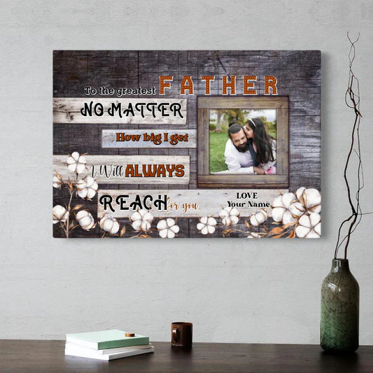 Father's Day Landscape Canvas Customized Name And Photo - Personalized Dad Canvas, The Greatest Father - Gift For Dad, Father's Day Gifts - Amzanimalsgift