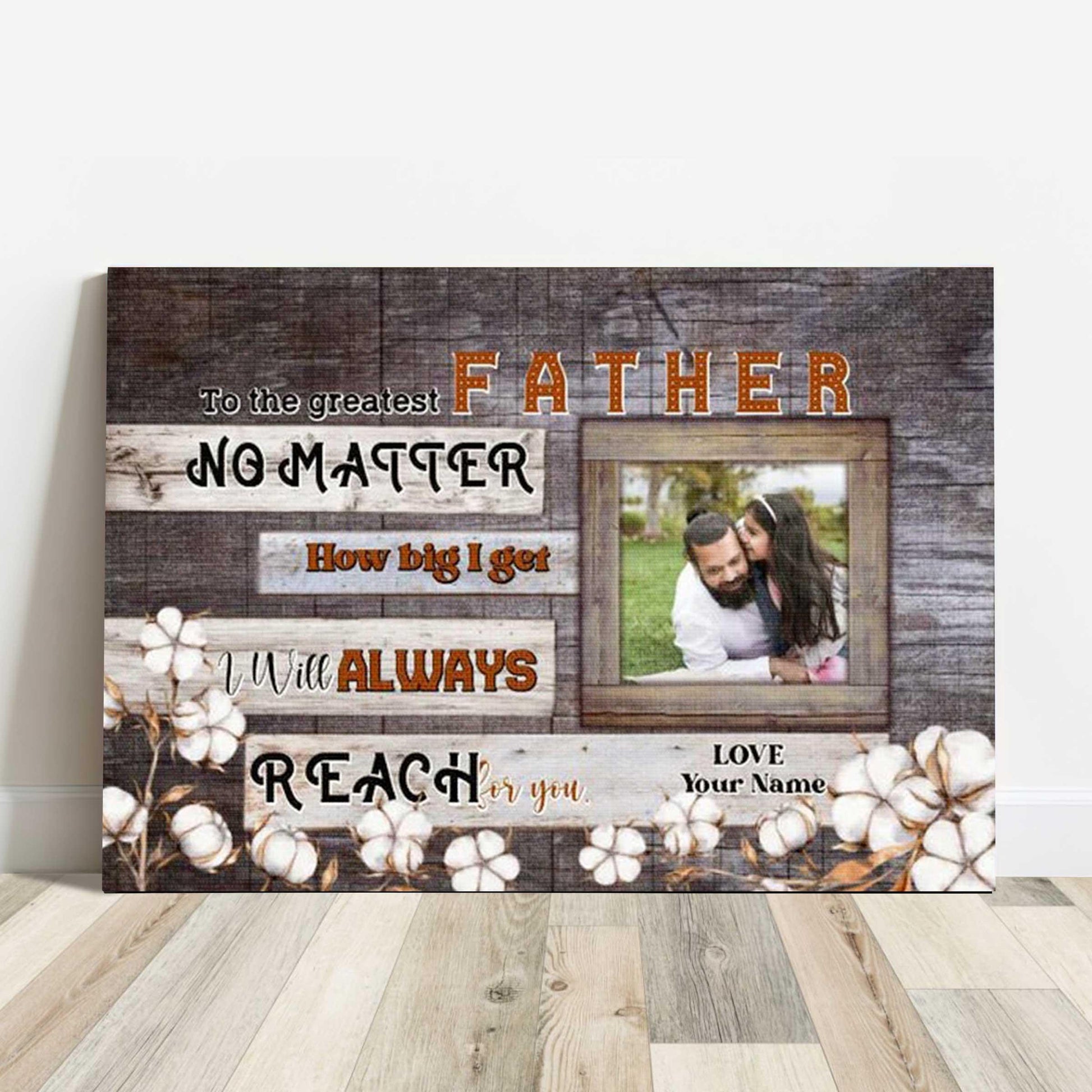Father's Day Landscape Canvas Customized Name And Photo - Personalized Dad Canvas, The Greatest Father - Gift For Dad, Father's Day Gifts - Amzanimalsgift