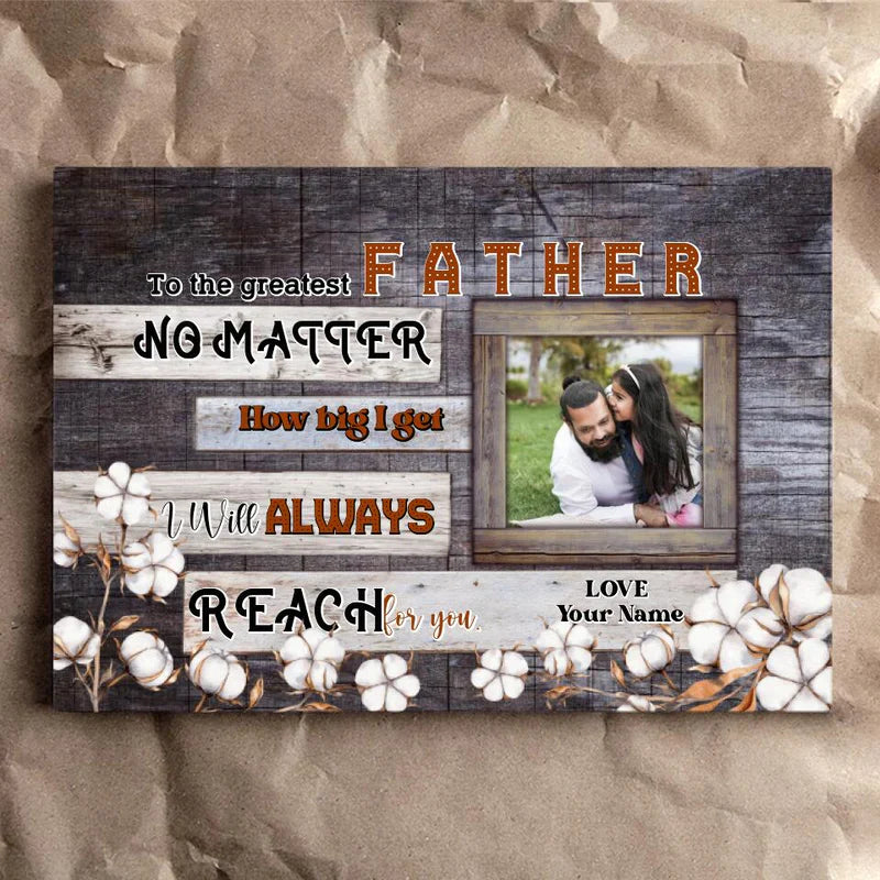 Father's Day Landscape Canvas Customized Name And Photo - Personalized Dad Canvas, The Greatest Father - Gift For Dad, Father's Day Gifts - Amzanimalsgift