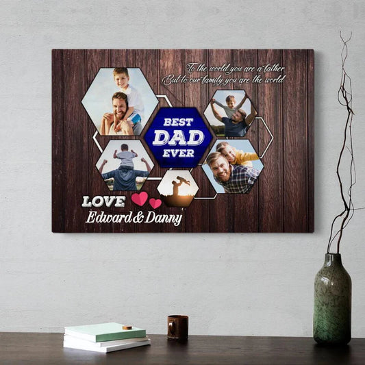 Father's Day Landscape Canvas Customized Photo - Personalized Best Dad Ever Canvas, Dad Gift Canvas - Gift For Dad, Father's Day Gifts - Amzanimalsgift