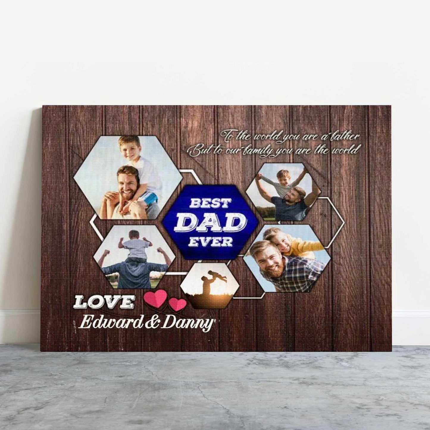 Father's Day Landscape Canvas Customized Photo - Personalized Best Dad Ever Canvas, Dad Gift Canvas - Gift For Dad, Father's Day Gifts - Amzanimalsgift