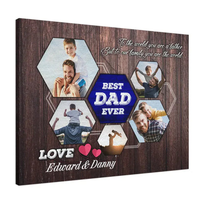 Father's Day Landscape Canvas Customized Photo - Personalized Best Dad Ever Canvas, Dad Gift Canvas - Gift For Dad, Father's Day Gifts - Amzanimalsgift