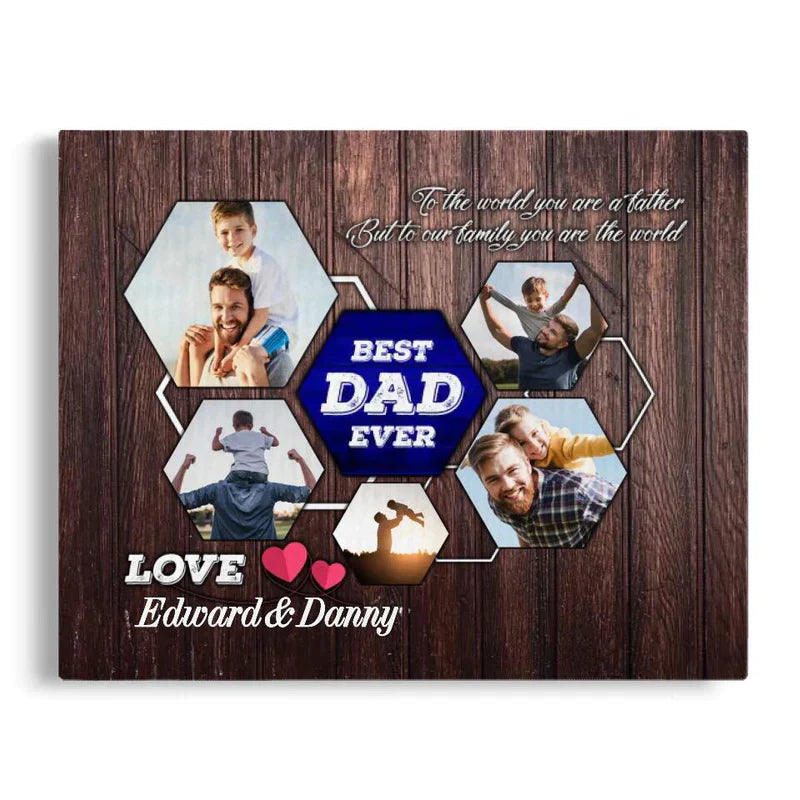 Father's Day Landscape Canvas Customized Photo - Personalized Best Dad Ever Canvas, Dad Gift Canvas - Gift For Dad, Father's Day Gifts - Amzanimalsgift