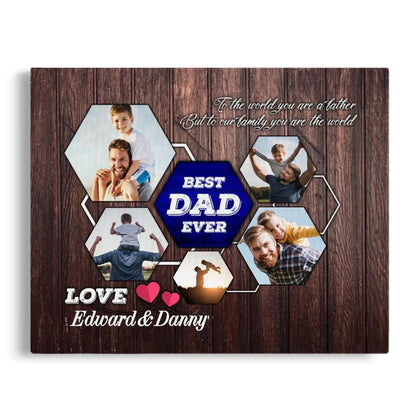 Father's Day Landscape Canvas Customized Photo - Personalized Best Dad Ever Canvas, Dad Gift Canvas - Gift For Dad, Father's Day Gifts - Amzanimalsgift