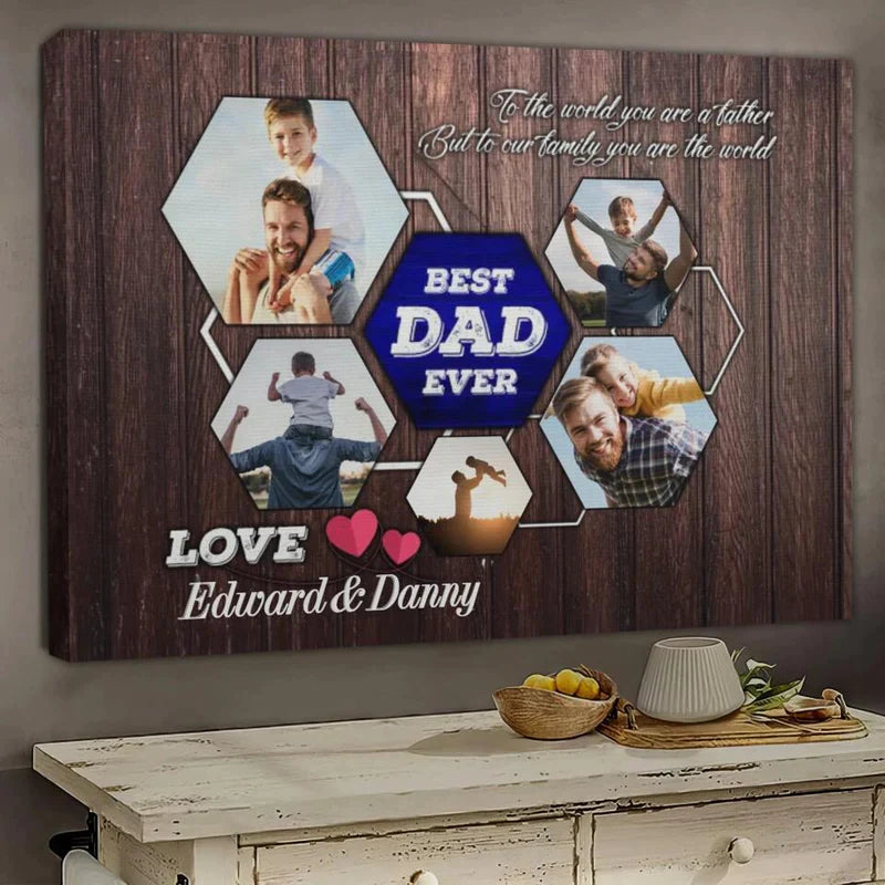 Father's Day Landscape Canvas Customized Photo - Personalized Best Dad Ever Canvas, Dad Gift Canvas - Gift For Dad, Father's Day Gifts - Amzanimalsgift