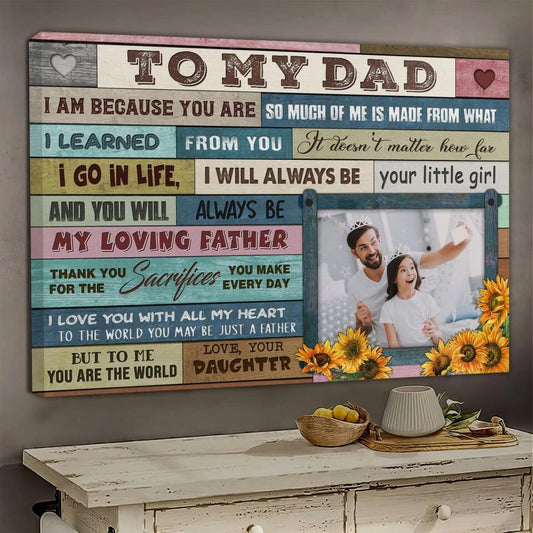 Father's Day Landscape Canvas Customized Photo - To My Dad Canvas From Children Personalized Dad Canvas - Meaningful Gift For Dad, Father's Day Gifts - Amzanimalsgift