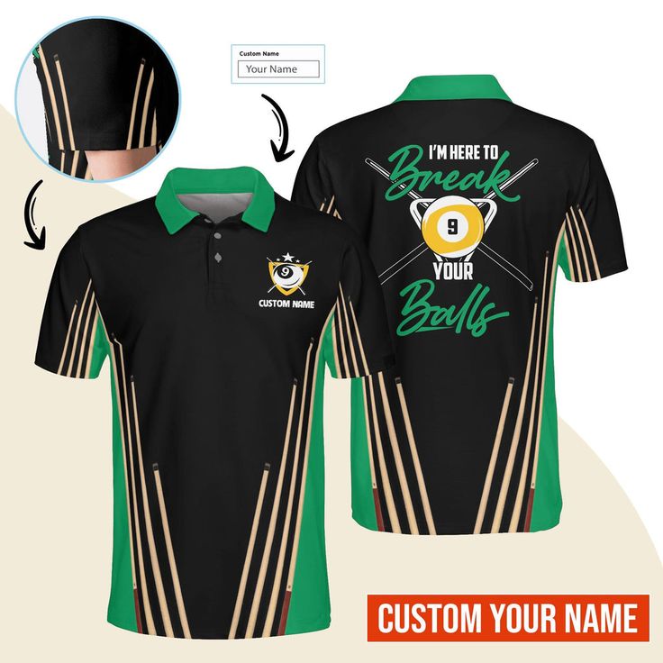 Billiard Men Polo Shirt Custom Name - Billiard Pool 9 Ball Personalized Polo Shirt For Men - Gift For Billiard Players, Billiard Lovers