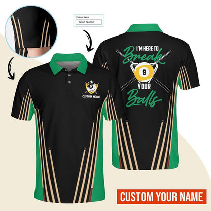 Billiard Men Polo Shirt Custom Name - Billiard Pool 9 Ball Personalized Polo Shirt For Men - Gift For Billiard Players, Billiard Lovers