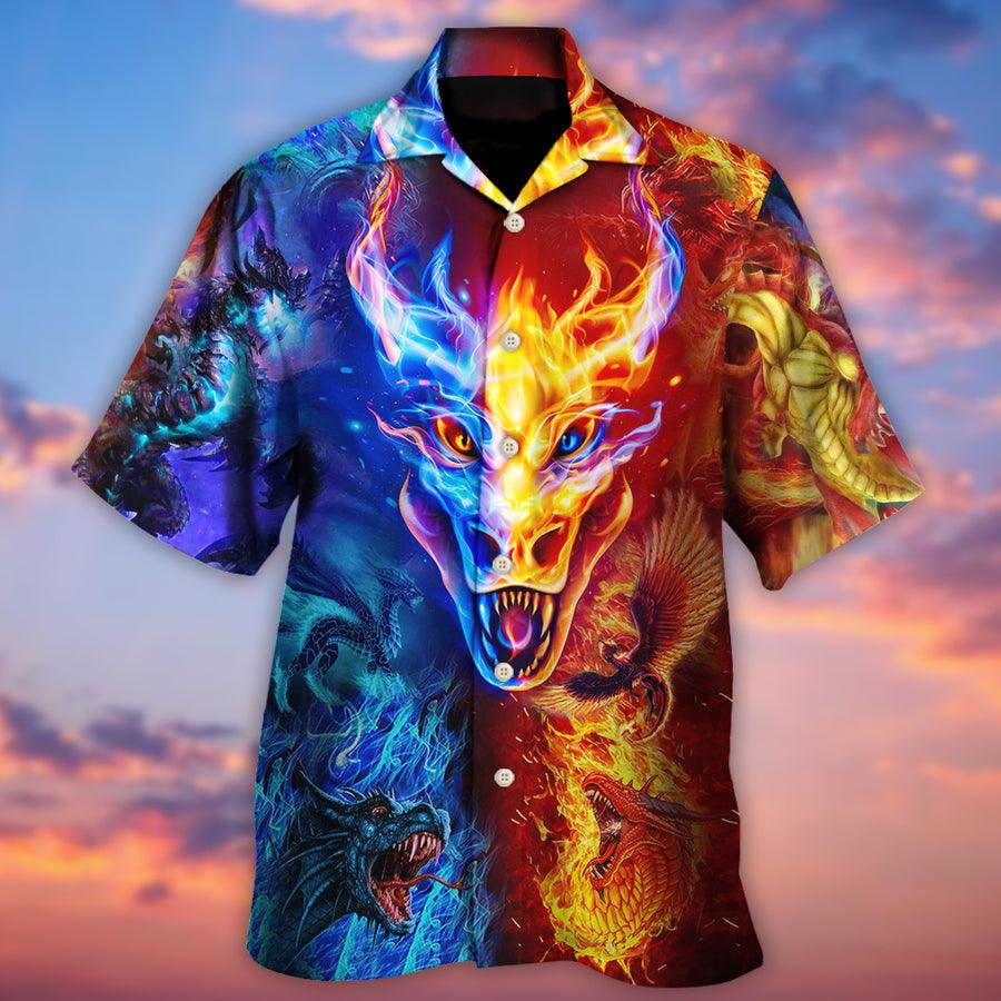 Fire And Ice Dragon Aloha Hawaiian Shirt For Summer, Dragon Love Life Amazing Style Hawaiian Shirts Outfit For Men Women, Dragon Lovers - Amzanimalsgift