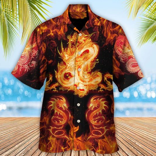 Fire Dragon Aloha Hawaiian Shirt For Summer, Dragon And Fireball Madness Hawaiian Shirts Outfit For Men Women, Dragon Lovers - Amzanimalsgift