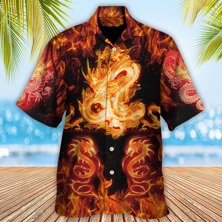 Fire Dragon Aloha Hawaiian Shirt For Summer, Dragon And Fireball Madness Hawaiian Shirts Outfit For Men Women, Dragon Lovers - Amzanimalsgift
