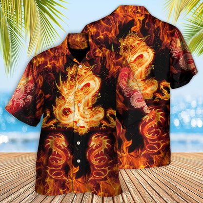 Fire Dragon Aloha Hawaiian Shirt For Summer, Dragon And Fireball Madness Hawaiian Shirts Outfit For Men Women, Dragon Lovers - Amzanimalsgift