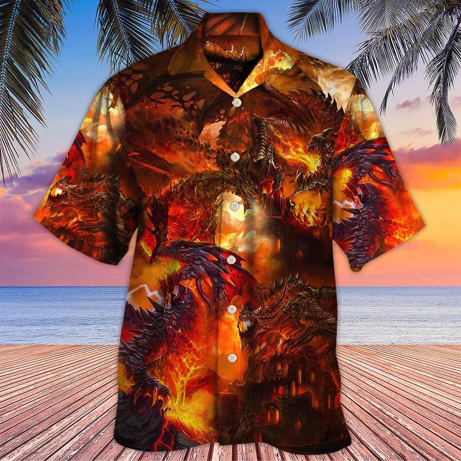 Fire Dragon Aloha Hawaiian Shirt For Summer, Dragon Red Style Hawaiian Shirts Outfit For Men Women, Dragon Lovers - Amzanimalsgift