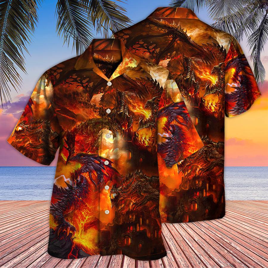 Fire Dragon Aloha Hawaiian Shirt For Summer, Dragon Red Style Hawaiian Shirts Outfit For Men Women, Dragon Lovers - Amzanimalsgift