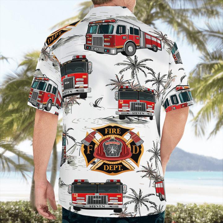 Firefighter Aloha Hawaiian Shirt - Perfect Gift For Friend, Family - Amzanimalsgift