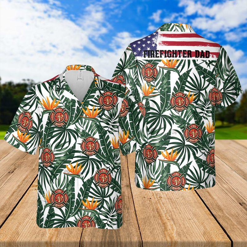 Firefighter Aloha Hawaiian Shirts For Summer, Fire Logo Tropical Hawaiian Shirt For Men Women, Beach Wear Gift For Firefighter, Friend, Family - Amzanimalsgift
