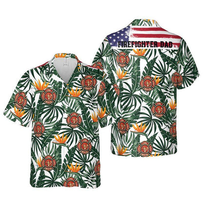 Firefighter Aloha Hawaiian Shirts For Summer, Fire Logo Tropical Hawaiian Shirt For Men Women, Beach Wear Gift For Firefighter, Friend, Family - Amzanimalsgift
