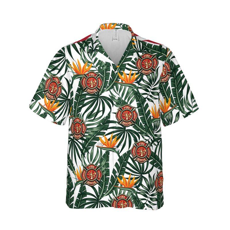 Firefighter Aloha Hawaiian Shirts For Summer, Fire Logo Tropical Hawaiian Shirt For Men Women, Beach Wear Gift For Firefighter, Friend, Family - Amzanimalsgift