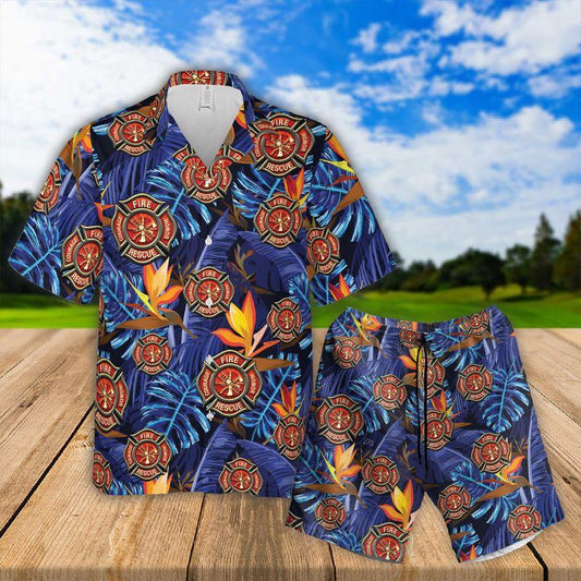 Firefighter Aloha Hawaiian Shirts For Summer, Tropical Hawaiian Shirt For Men Women, Best Gift For Friend, Family, Firefighter Lovers - Amzanimalsgift