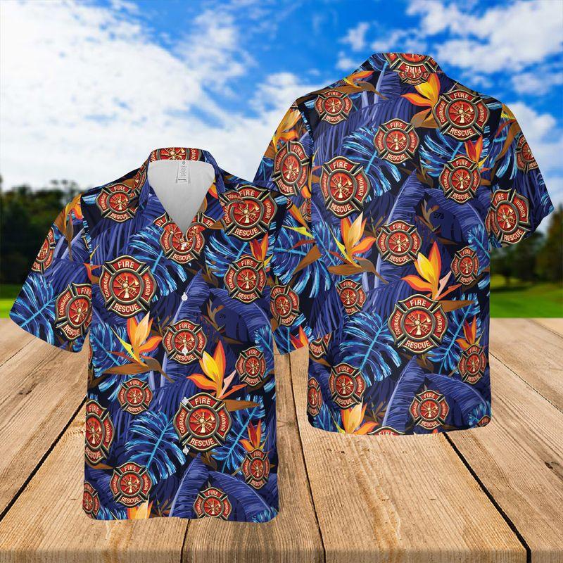 Firefighter Aloha Hawaiian Shirts For Summer, Tropical Hawaiian Shirt For Men Women, Best Gift For Friend, Family, Firefighter Lovers - Amzanimalsgift