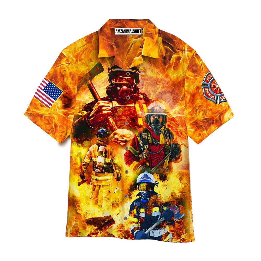 Firefighter Hawaiian Shirt, 4th Of July Independence Day Memorial Day Firefighter Family Country Feel Safe Aloha Hawaiian Shirts For Men Women Summer - Amzanimalsgift