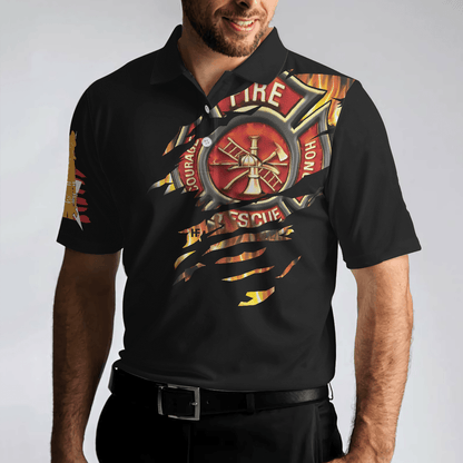 Firefighter Men Polo Shirt, American Firefighter Logo, Black Firefighter Shirt For Men - Cool Gift For Firefighters, Husband, Family, Friends - Amzanimalsgift