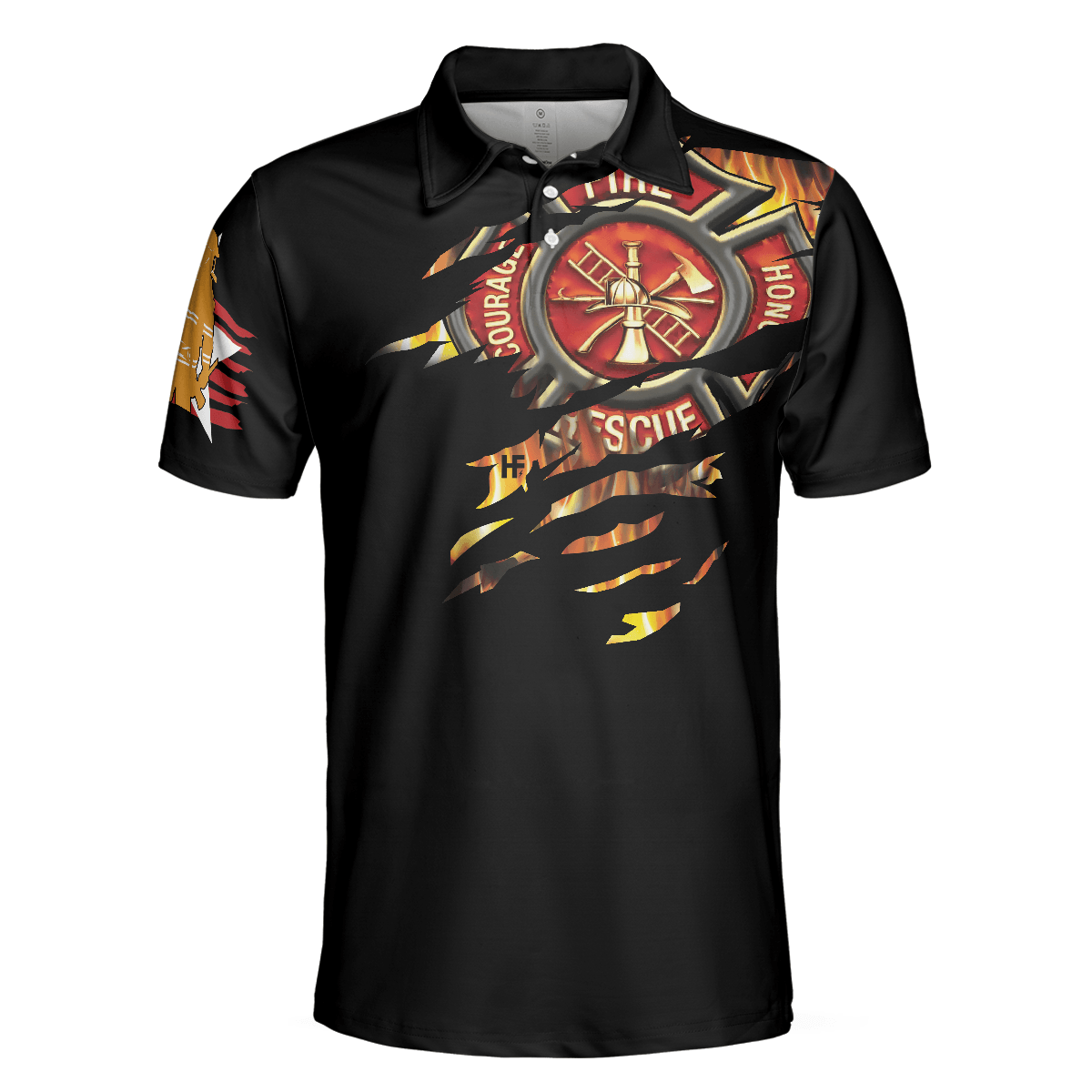Firefighter Men Polo Shirt, American Firefighter Logo, Black Firefighter Shirt For Men - Cool Gift For Firefighters, Husband, Family, Friends - Amzanimalsgift