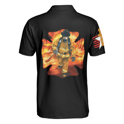 Firefighter Men Polo Shirt, American Firefighter Logo, Black Firefighter Shirt For Men - Cool Gift For Firefighters, Husband, Family, Friends - Amzanimalsgift
