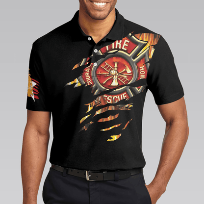 Firefighter Men Polo Shirt, American Firefighter Logo, Black Firefighter Shirt For Men - Cool Gift For Firefighters, Husband, Family, Friends - Amzanimalsgift