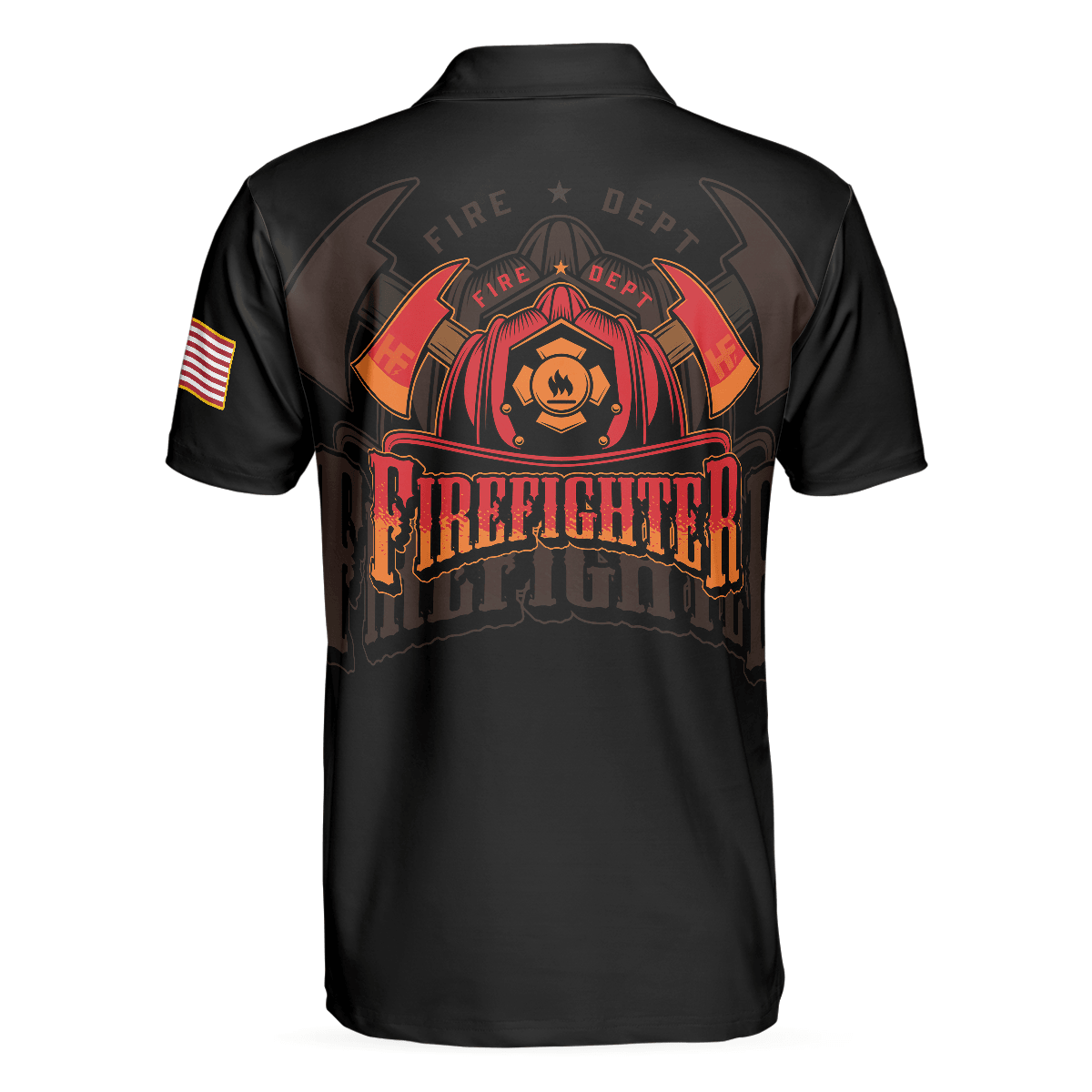 Firefighter Skull Flame Short Sleeve Men Polo Shirt, Black American Flag Firefighter Shirt For Men, Gift For Firefighter - Amzanimalsgift