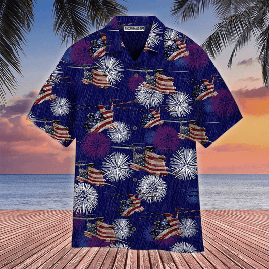 Fireworks Of 4th Of July American Flag Aloha Hawaiian Shirts For Men Women, Fourth Of July Gift For Summer, Friend, Family, Independence Day - Amzanimalsgift