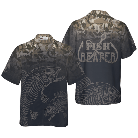 Fish Reaper Fish Skeleton Fishing Aloha Hawaiian Shirt For Summer, Colorful Shirt For Men Women, Perfect Gift For Friend, Team, Family, Fishing Lovers - Amzanimalsgift