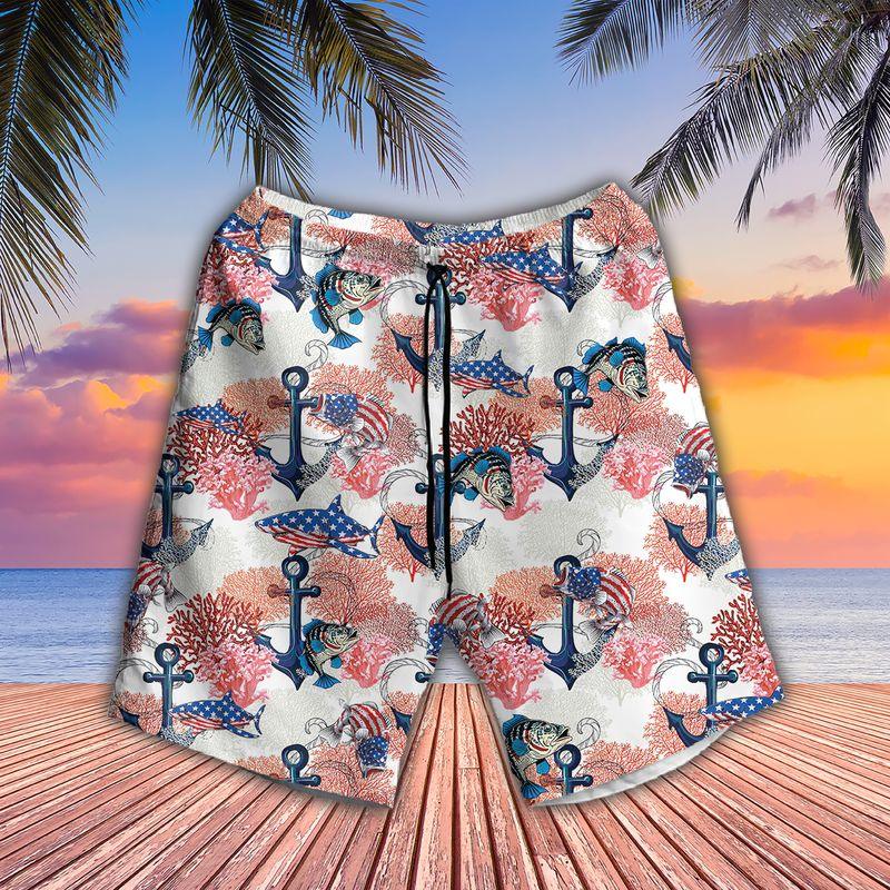 Fishing Aloha Hawaiian Shirts For Summer, Fish USA Flag Bass Fishing Style American Patriot Hawaiian Set Outfits For Men Women, Gift For Friend - Amzanimalsgift