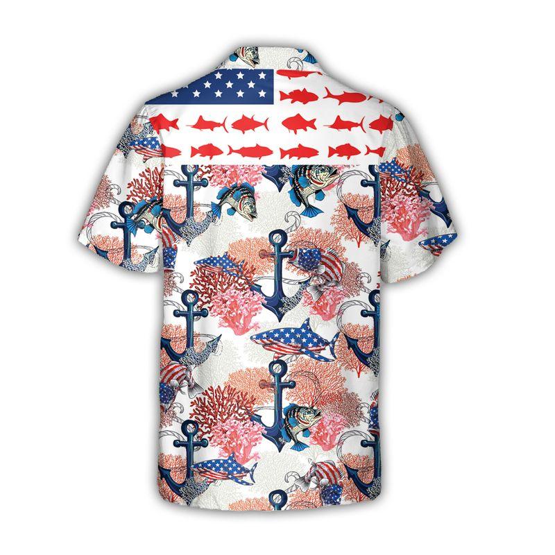 Fishing Aloha Hawaiian Shirts For Summer, Fish USA Flag Bass Fishing Style American Patriot Hawaiian Set Outfits For Men Women, Gift For Friend - Amzanimalsgift