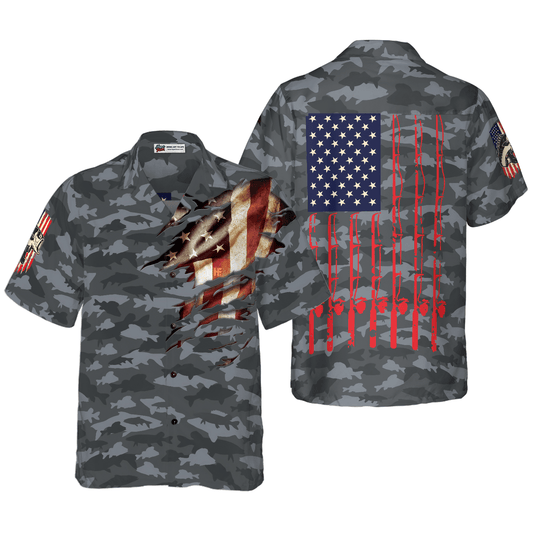 Fishing American Flag Hawaiian Shirt, Colorful Summer Aloha Shirt For Men Women - Perfect Gift For Friend, Family, Husband, Wife - Amzanimalsgift